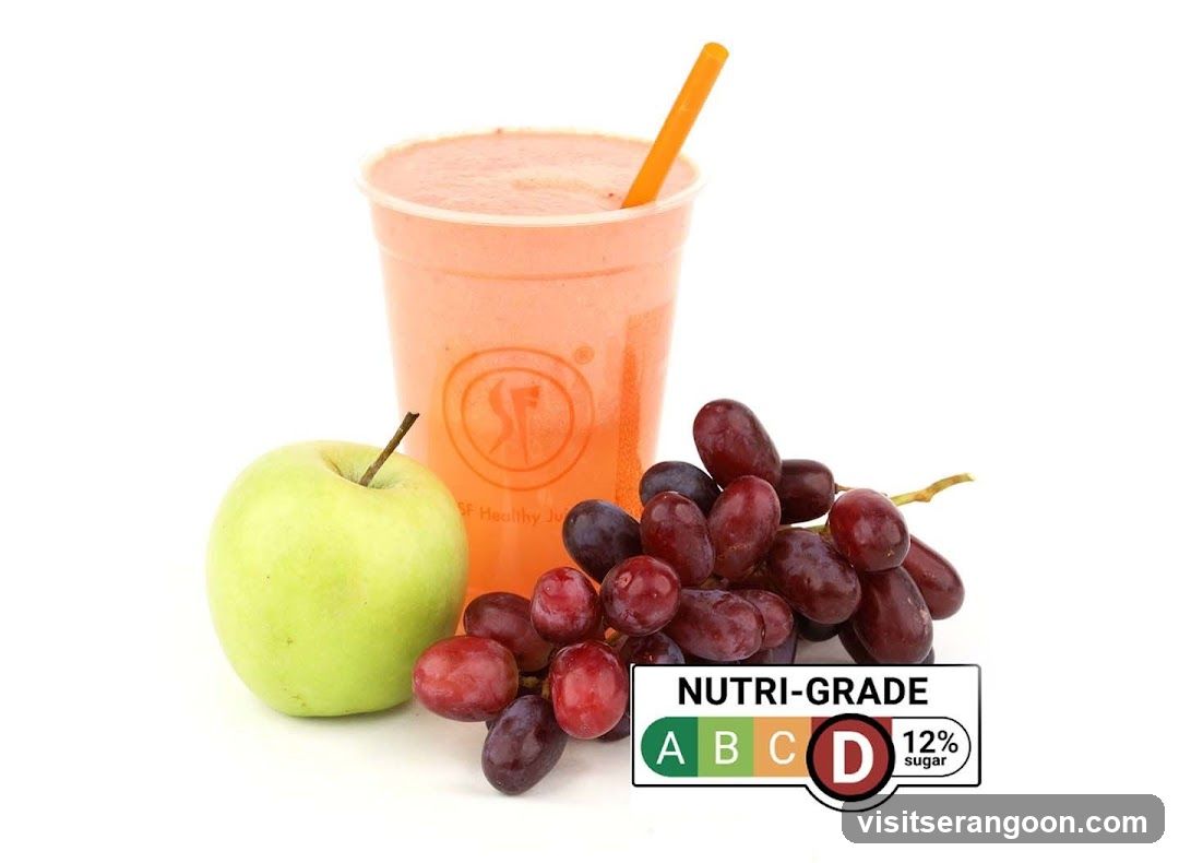 Healthy Juice with Fruits and Nutri-Grade Label