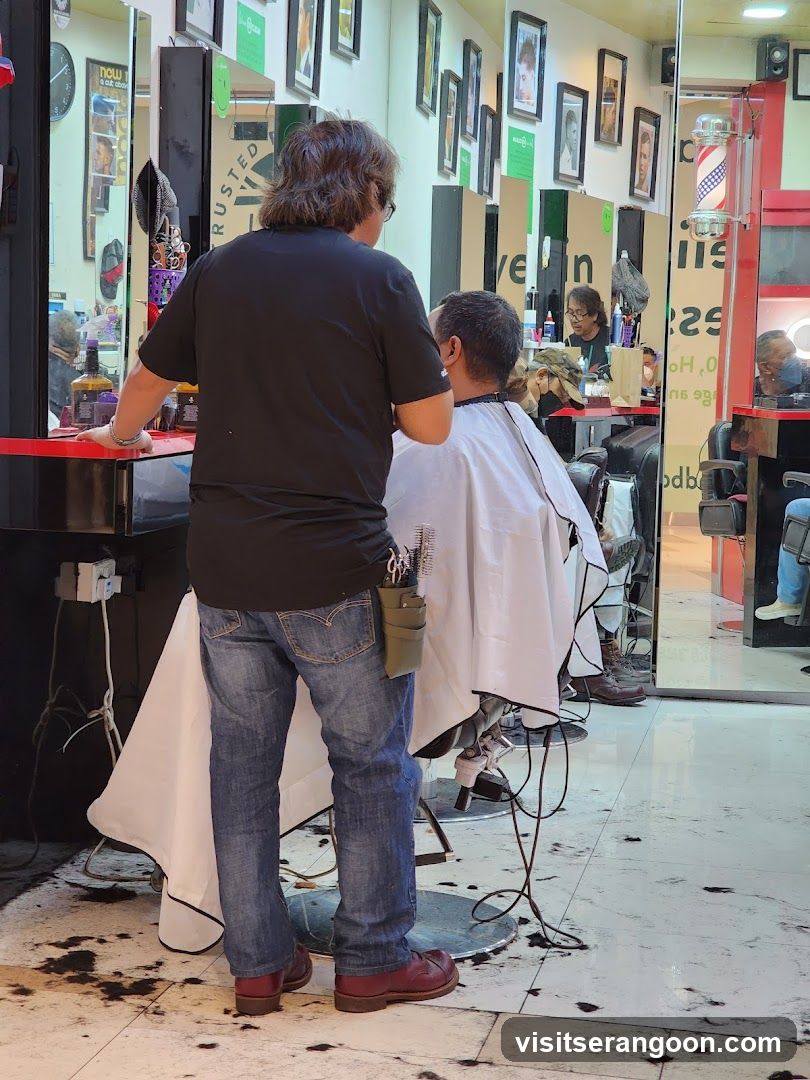 Barber cutting hair