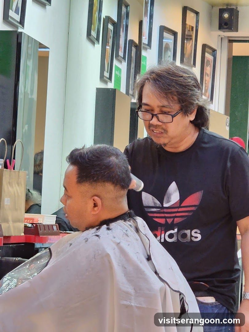 Barber giving a haircut