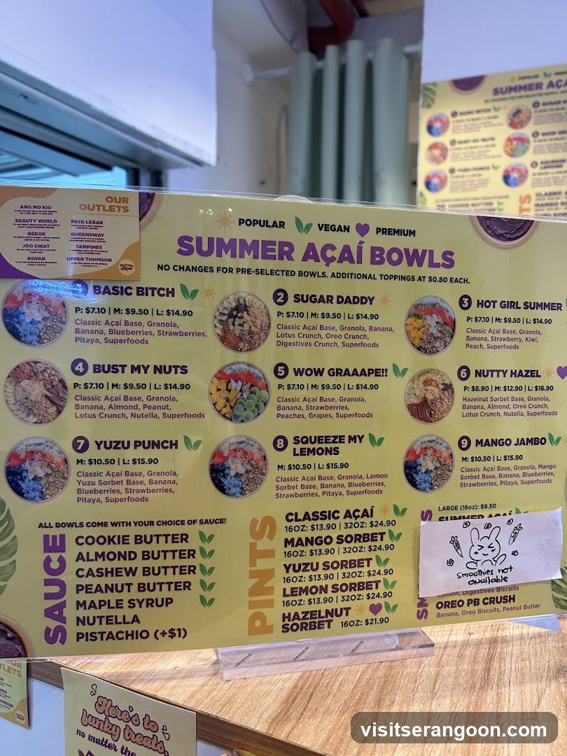Summer Açaí Bowls Menu