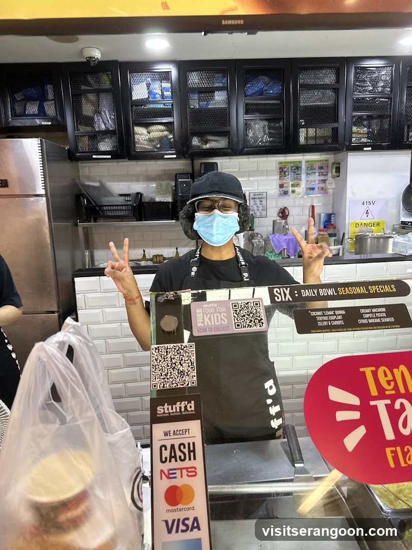 Staff at a food counter