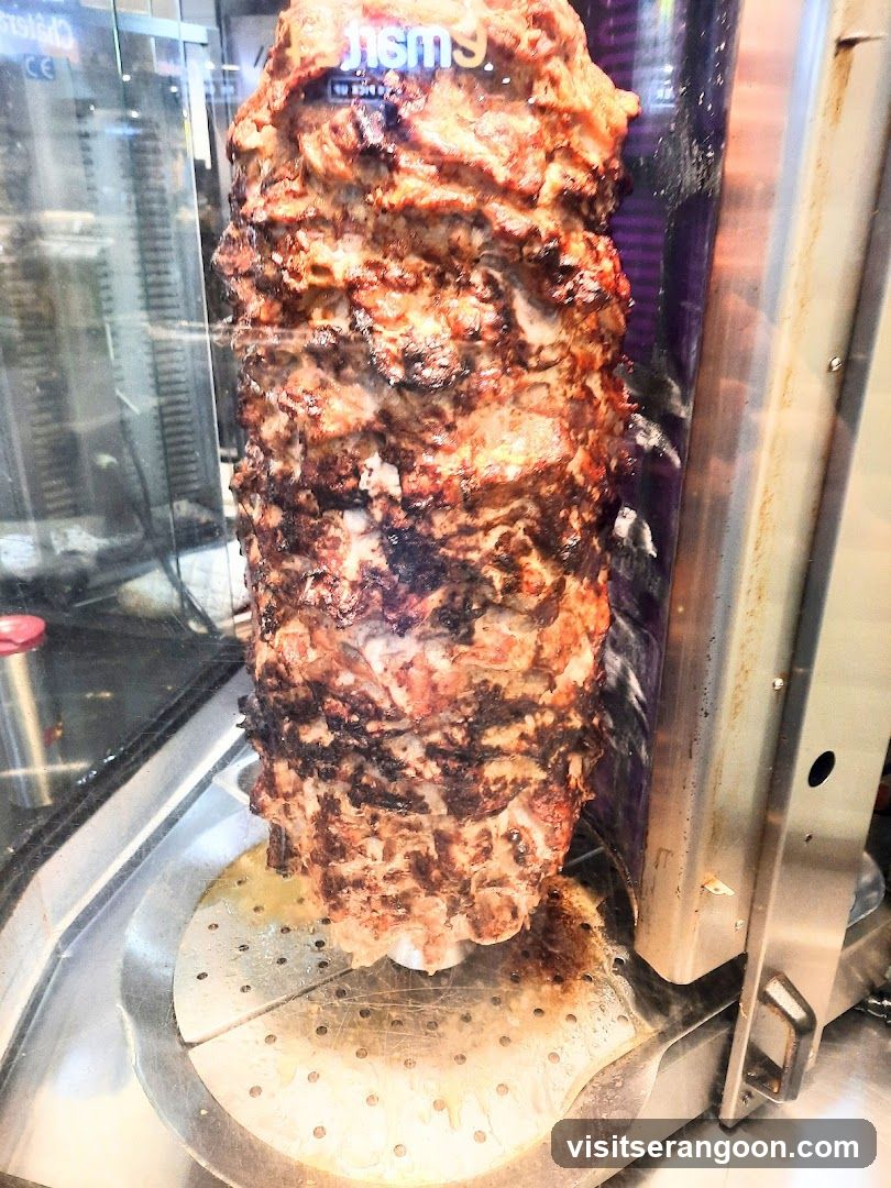 Shawarma Meat on a Vertical Rotisserie