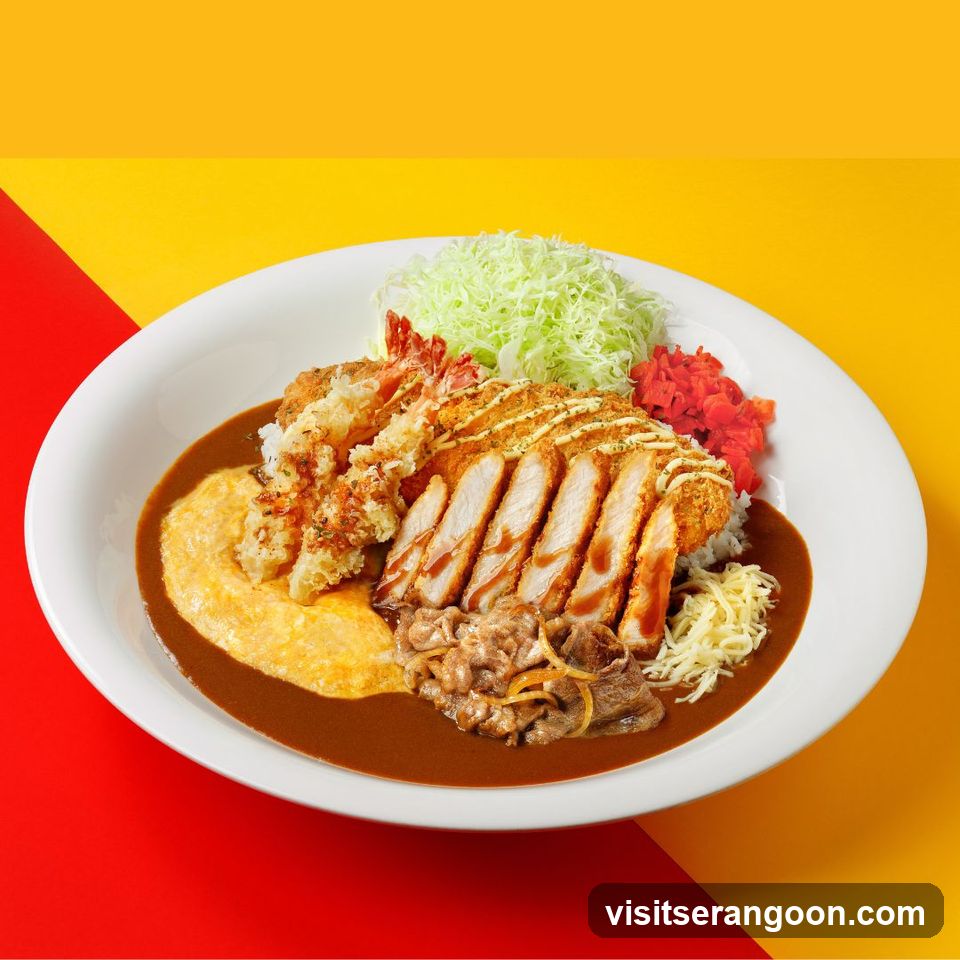 Curry Rice with Tonkatsu and Tempura