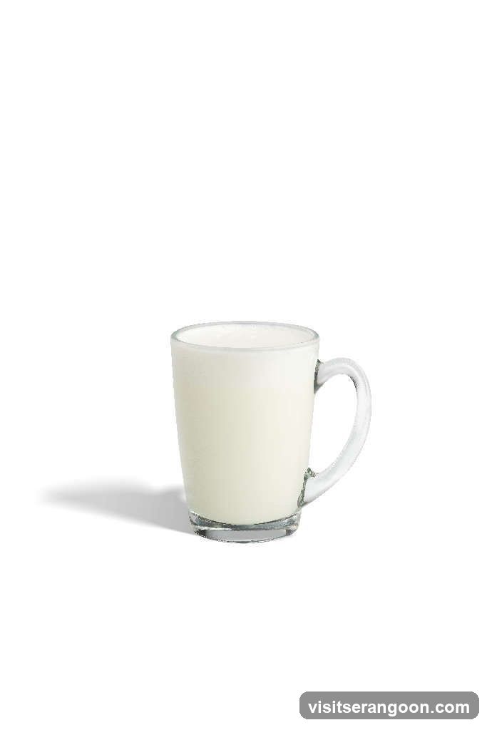 Glass mug of milk