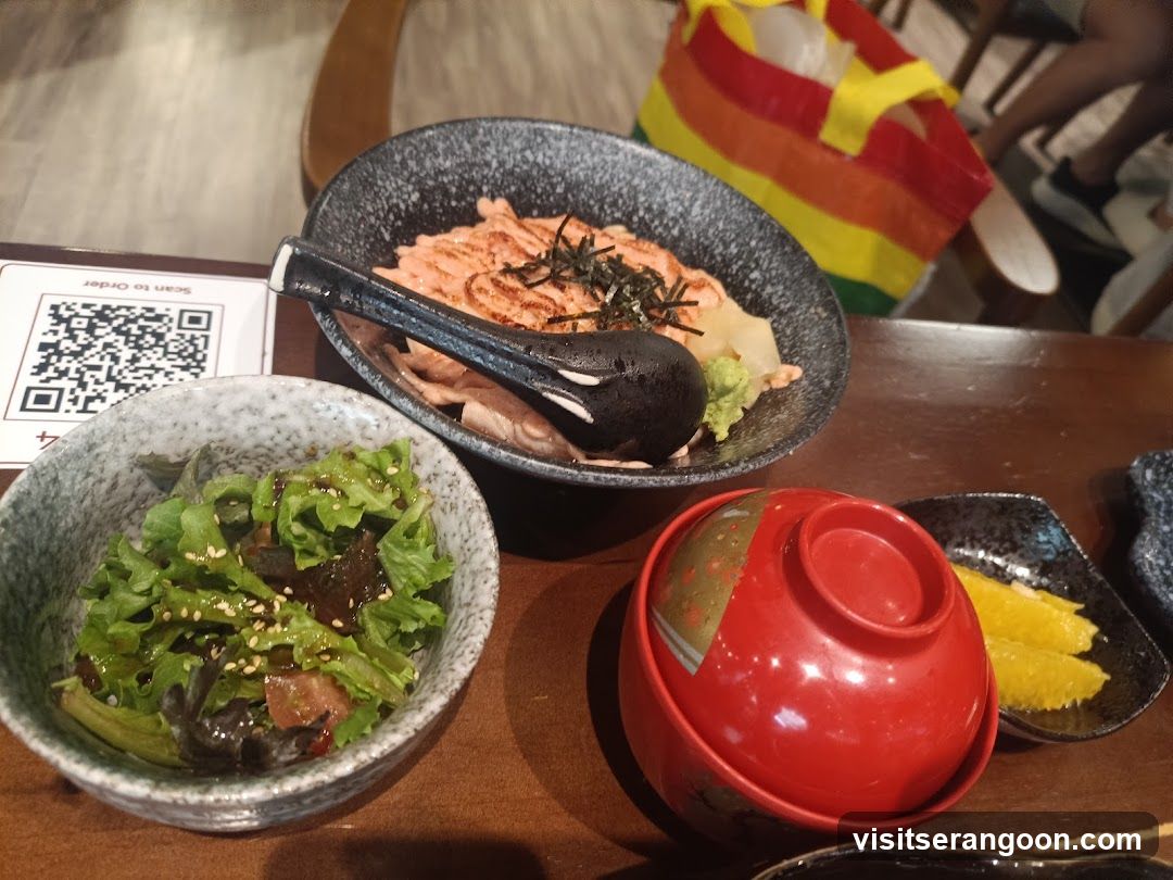 Salmon Donburi and Salad