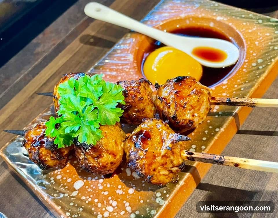 Chicken Meatball Skewers with Egg Yolk Dip