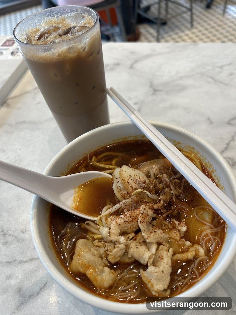 Noodle Soup and Iced Coffee