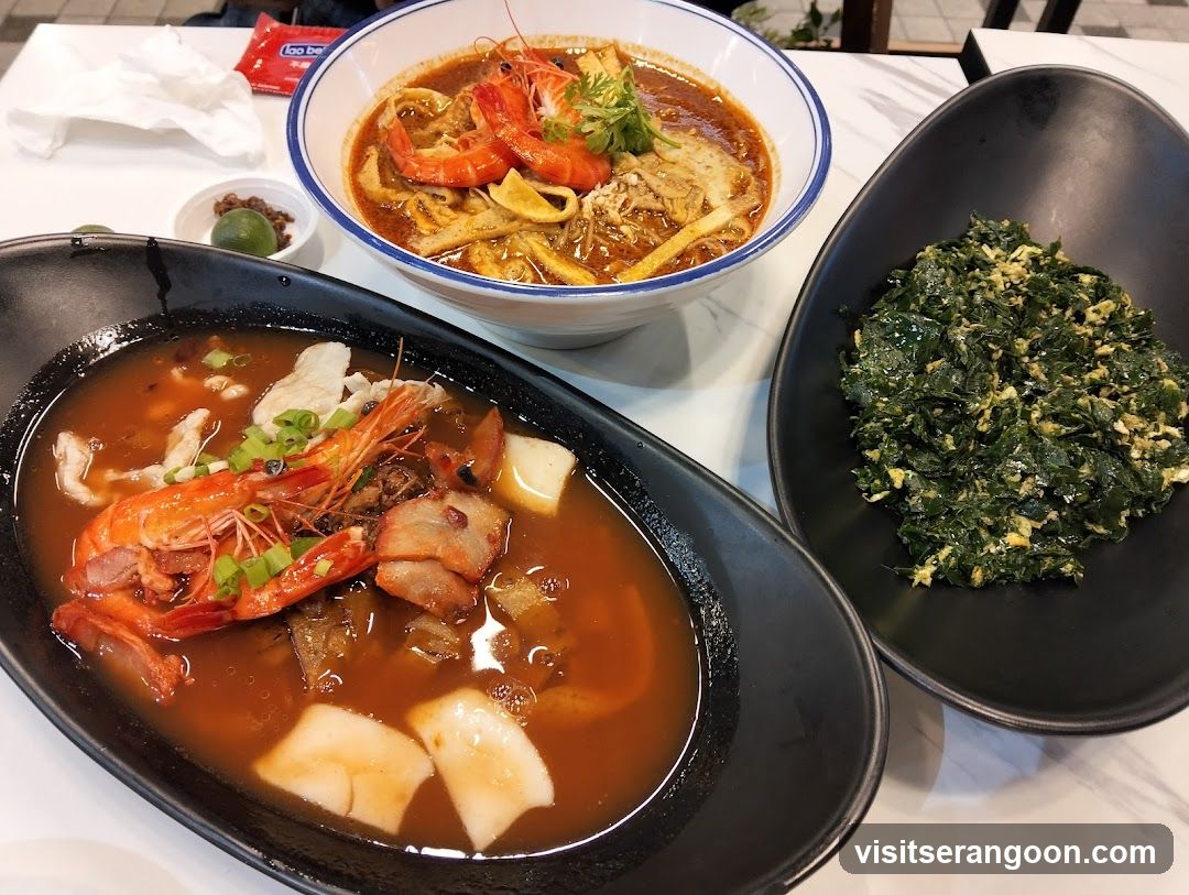 Seafood Noodles and Stir-fried Greens