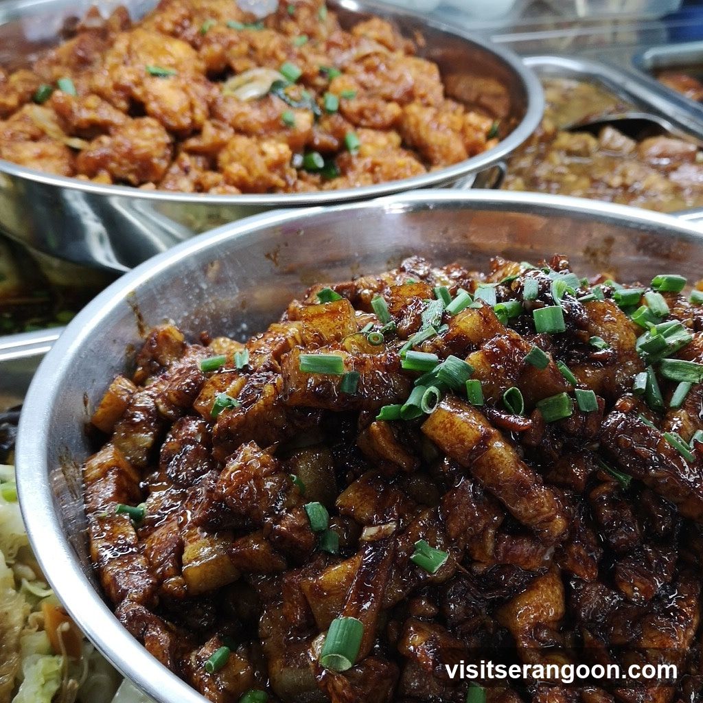 Close-up of Braised Pork Belly and Other Dishes