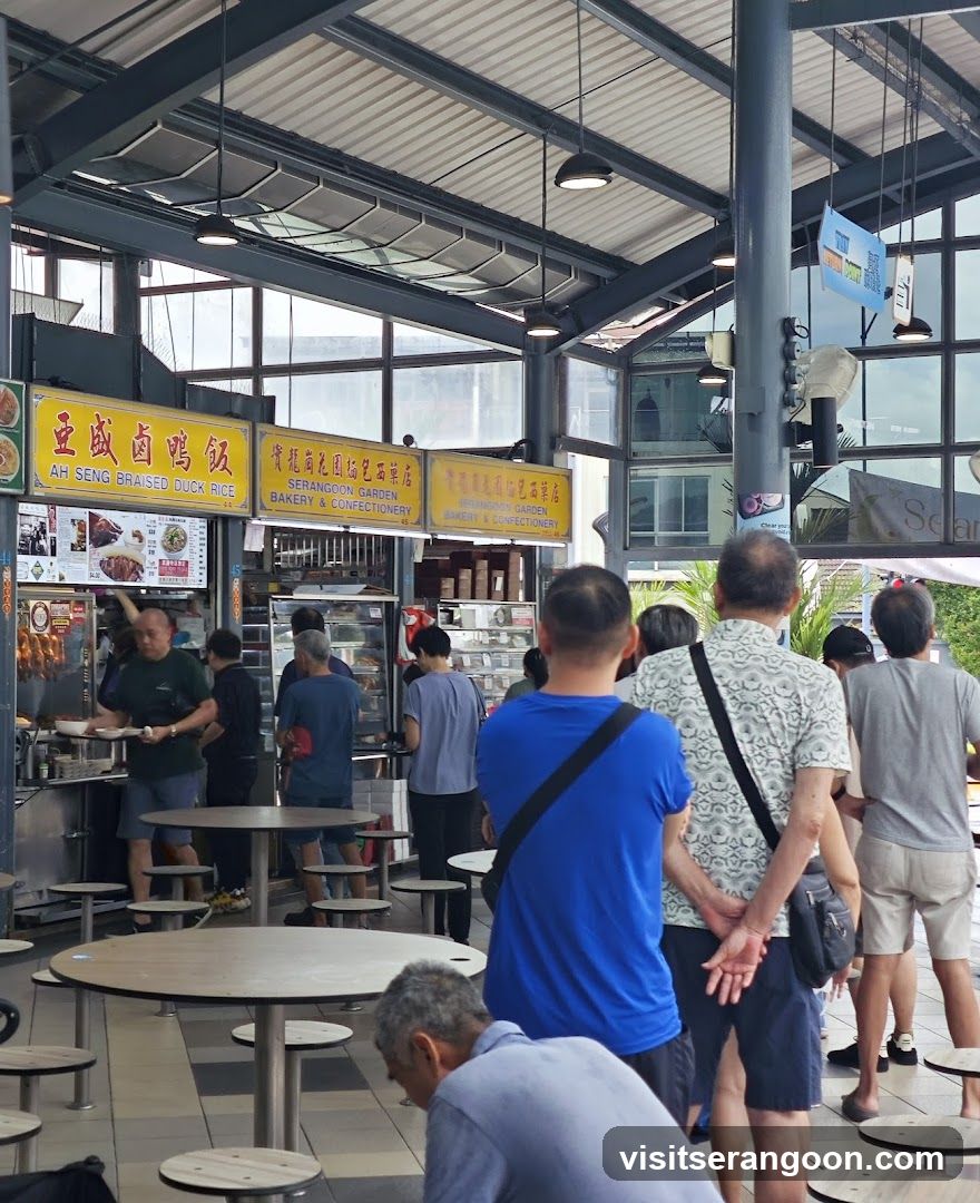 Food Court with People Waiting