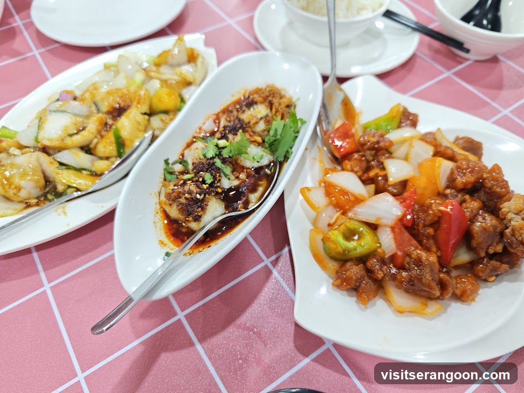 Three dishes of food on a table