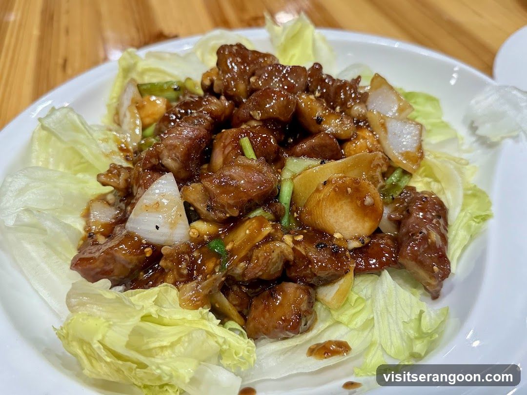 Beef Stir-fry with Onions and Lettuce