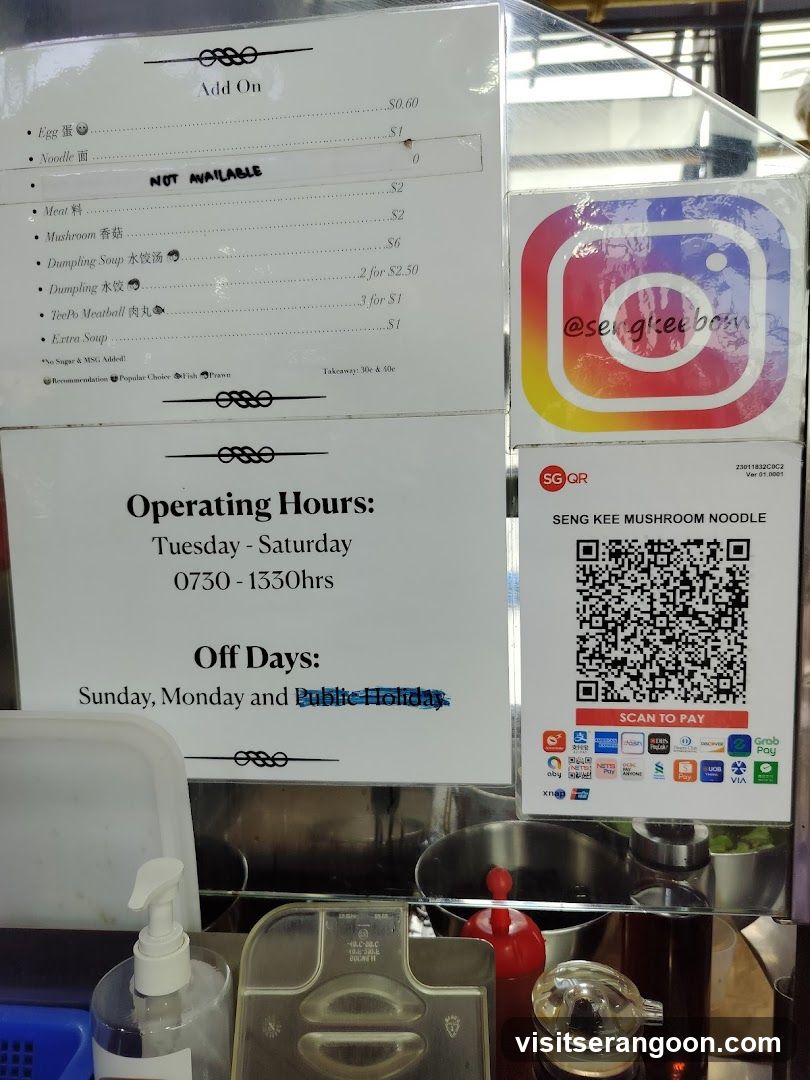 Seng Kee Mushroom Noodle Menu