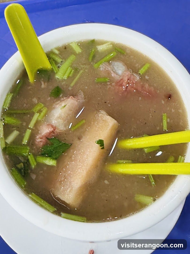 Bowl of Soup with Meat and Vegetables