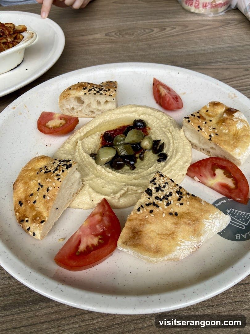 Hummus Platter with Pita and Tomatoes