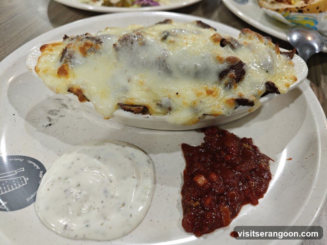 Cheesy Meat Dish with Dips