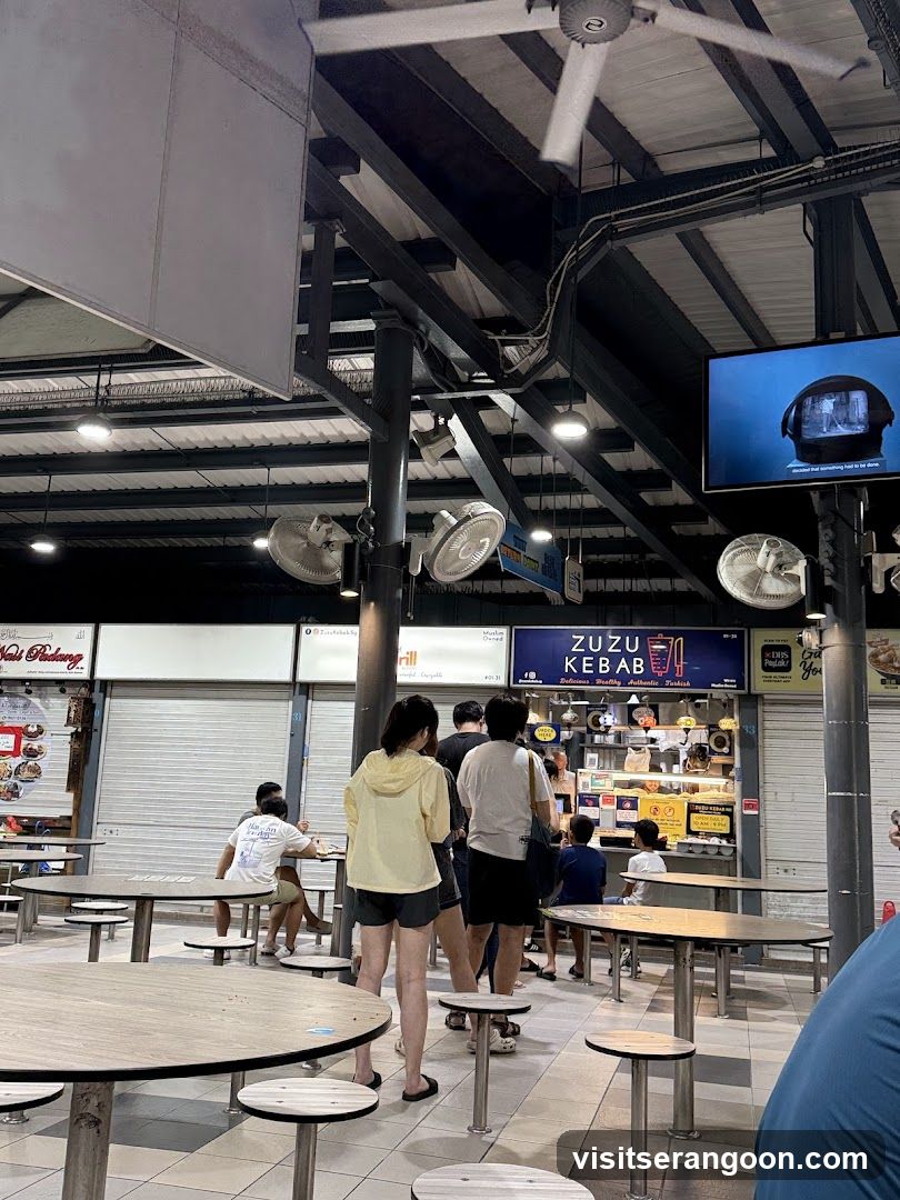 Food court with stalls and seating