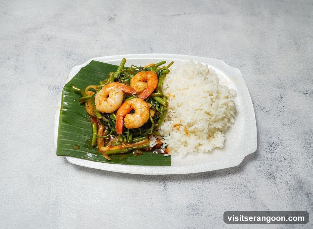 Shrimp and Water Spinach with Rice