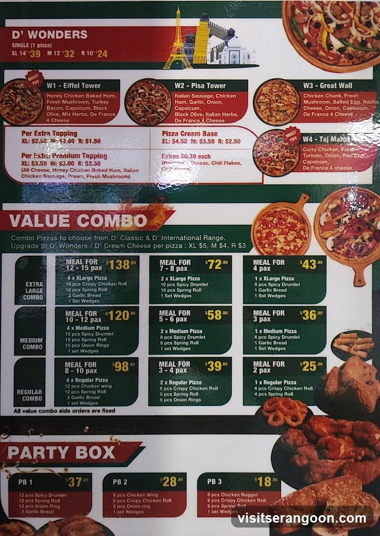 D' Wonders Menu