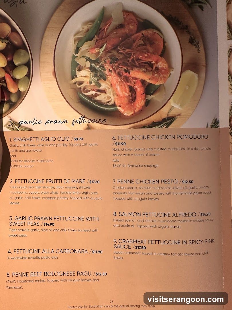 Pasta Menu
