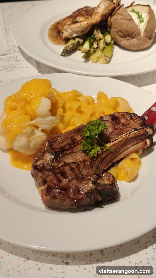 Grilled Lamb Chops with Mac and Cheese and Cauliflower