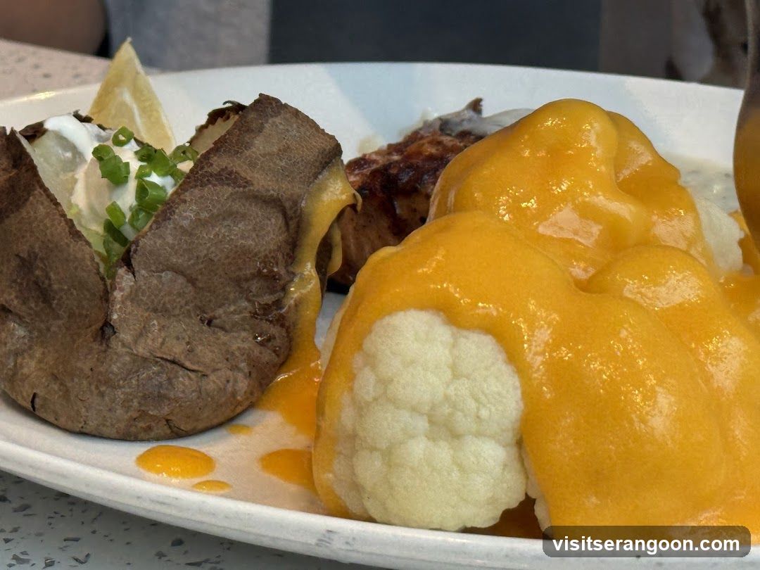 Baked Potato and Cauliflower with Cheese Sauce