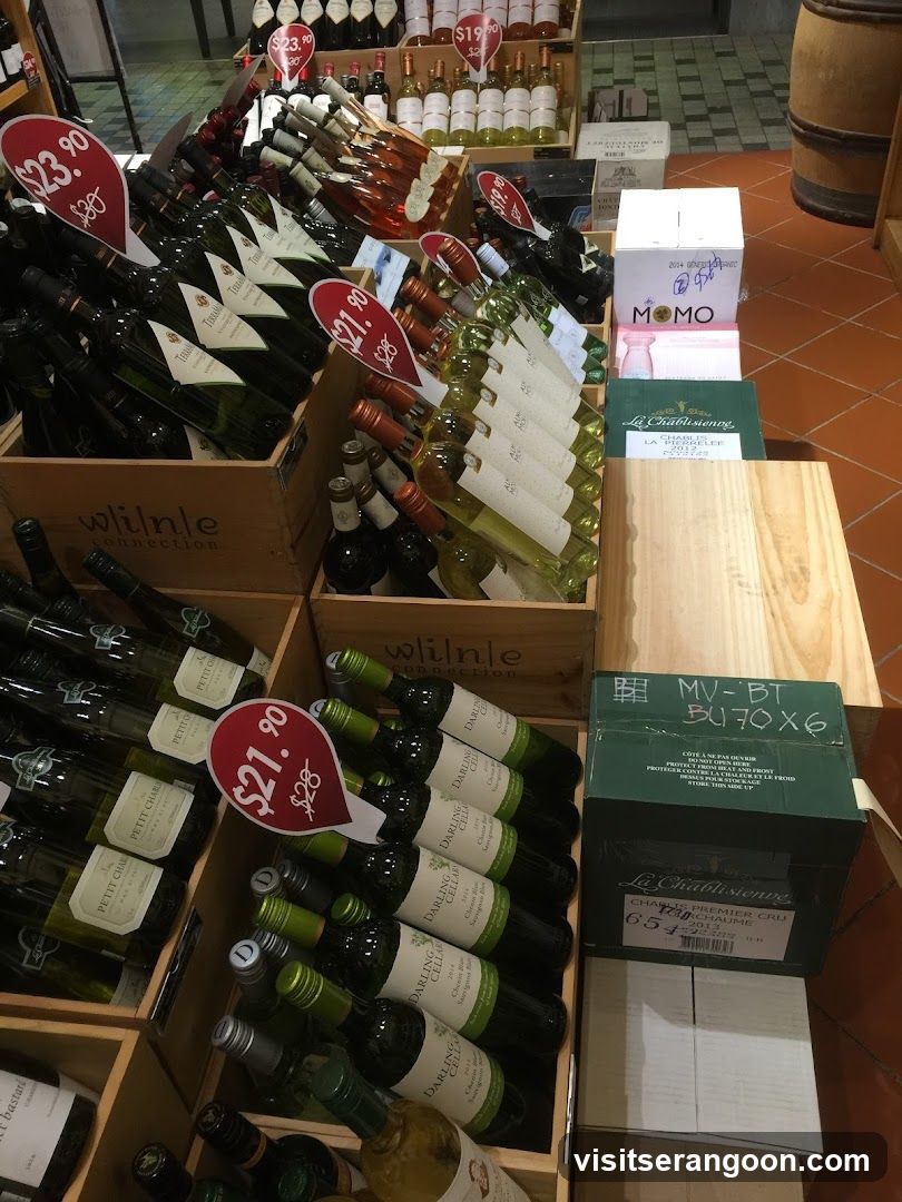 Wine bottles on display