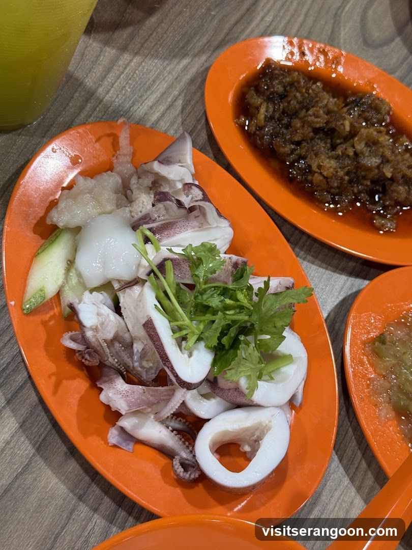 Steamed Squid with Dipping Sauce