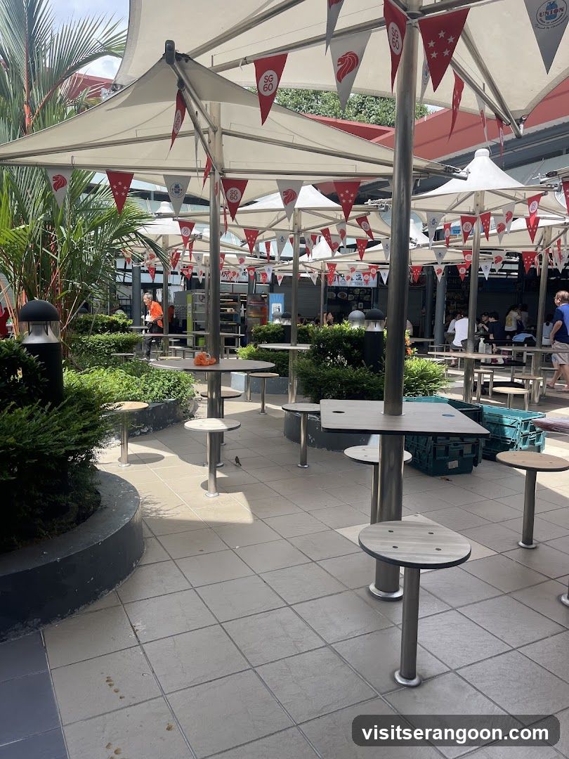 Outdoor Seating Area with Festive Decorations