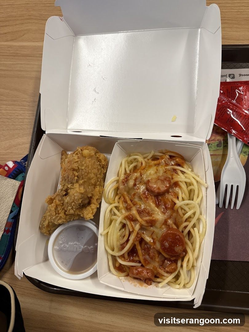 Jollibee Chickenjoy Spaghetti Meal