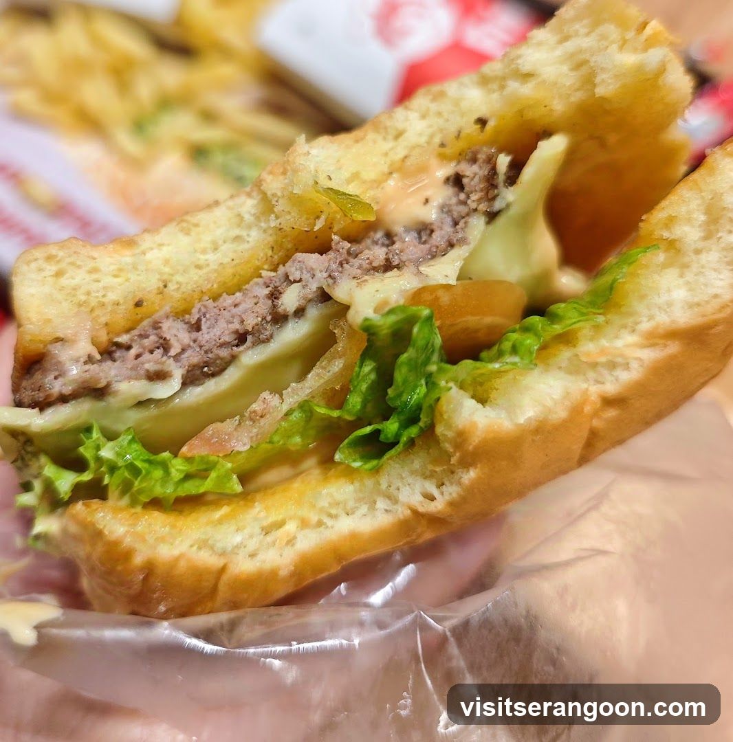 Close-up of a half-eaten burger
