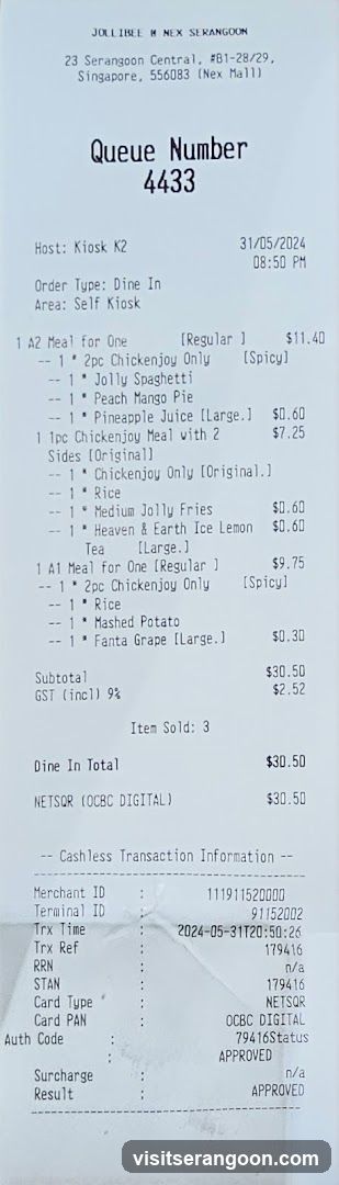 Jollibee Receipt