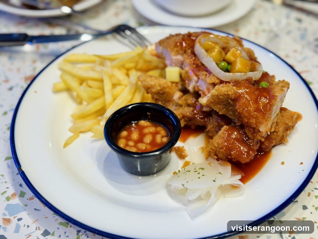 Fried Chicken with Fries and Beans