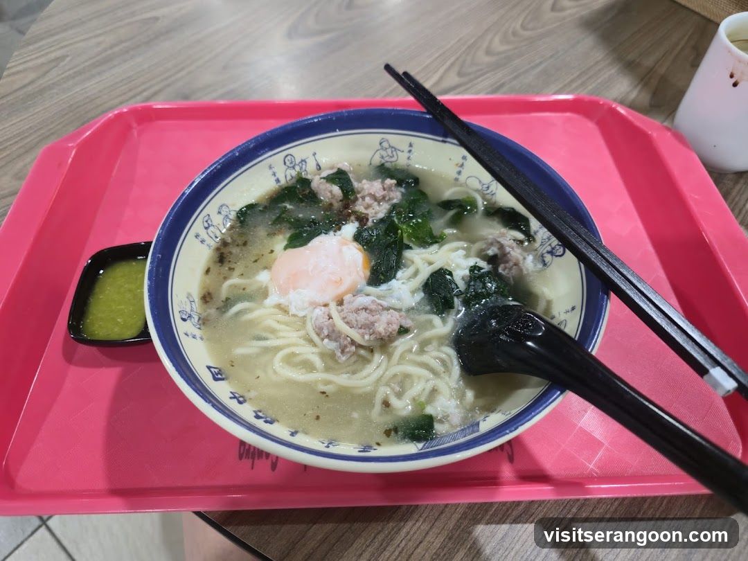 Noodle Soup with Egg and Greens