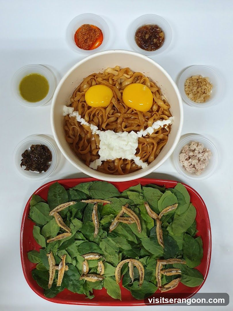 Noodles arranged as a face with a mask