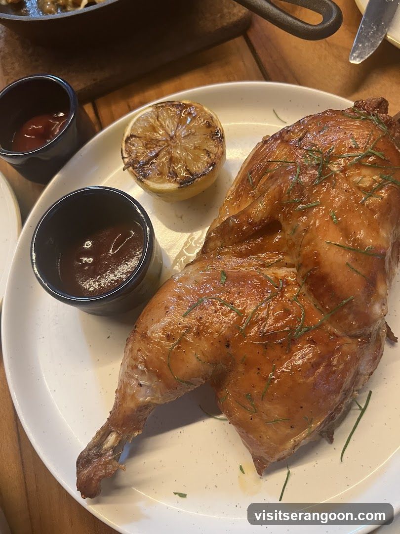 Roasted Chicken Leg with Lemon and Sauces