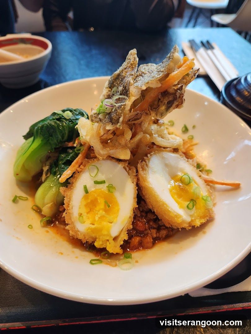 Fried Eggs with Crispy Fish and Bok Choy