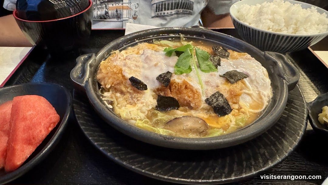 Katsudon with Rice and Watermelon