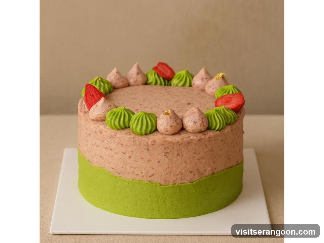 Two-toned cake with frosting decorations