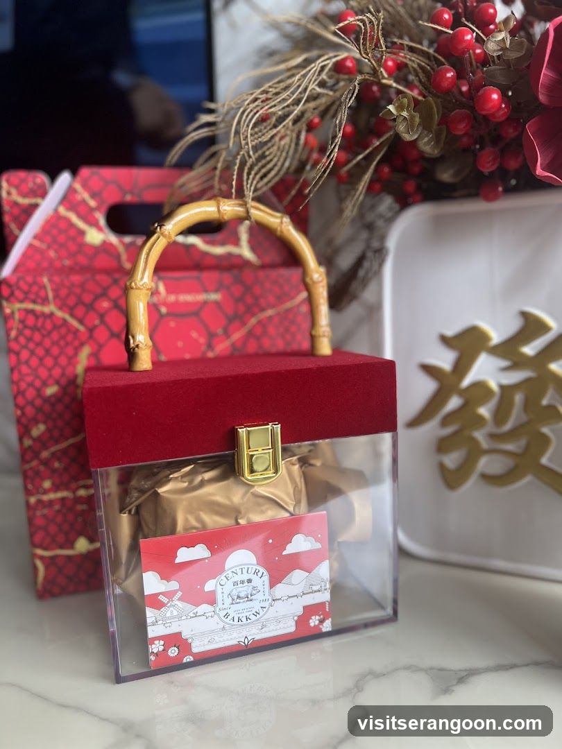 Red Gift Box with Bamboo Handle