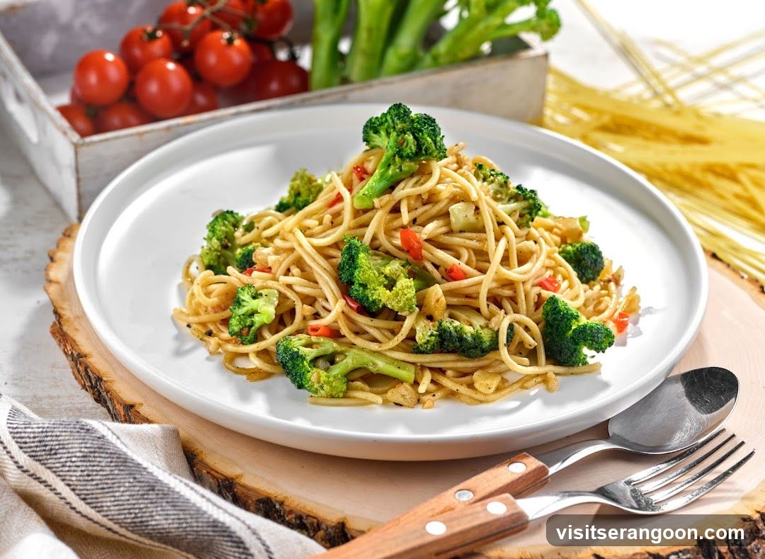 Spaghetti with Broccoli and Red Peppers