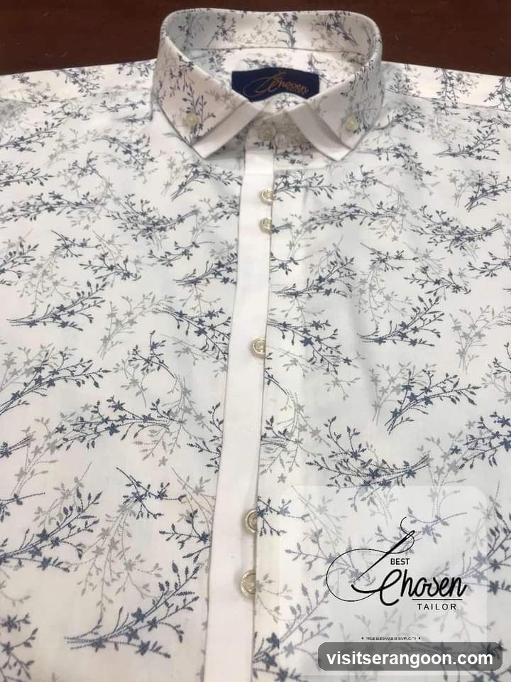 White Shirt with Floral Pattern