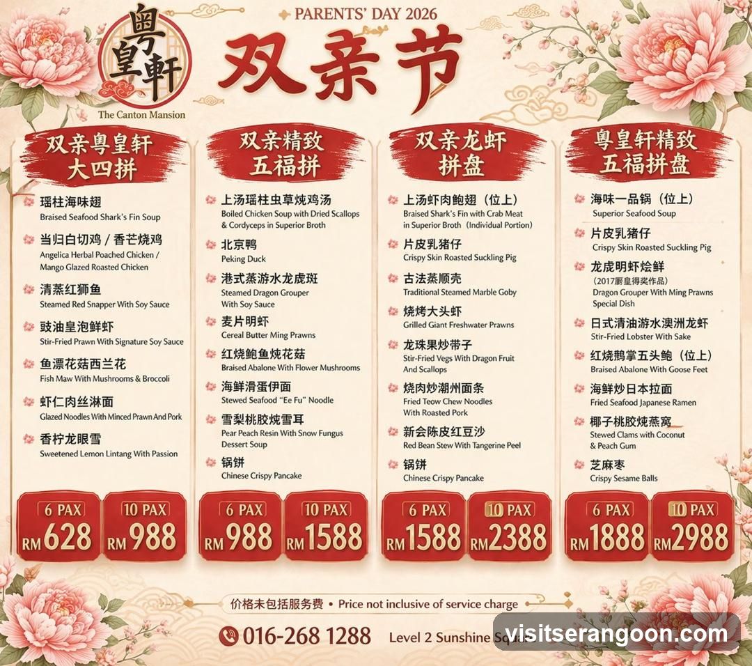Parents' Day 2026 Menu at The Canton Mansion