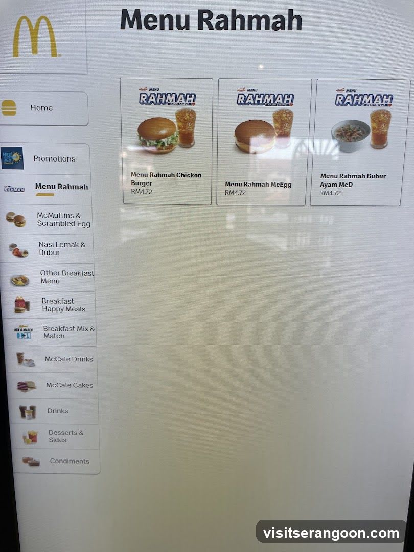 Menu Rahmah at McDonald's