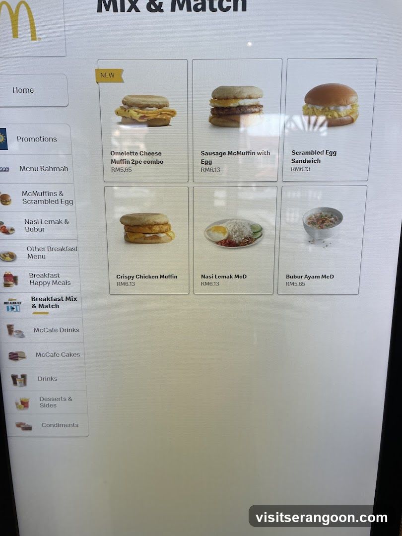 McDonald's Breakfast Mix & Match Menu