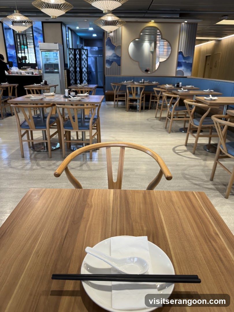 Restaurant Interior with Wooden Tables and Chairs