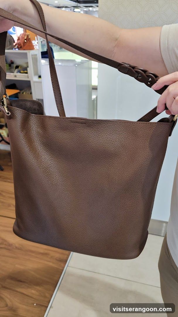 Brown Leather Tote Bag Display