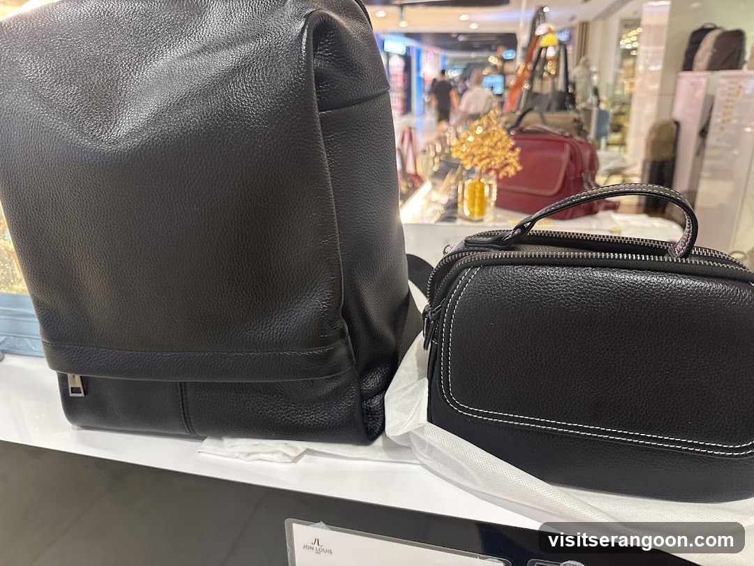 Black Leather Bags Display