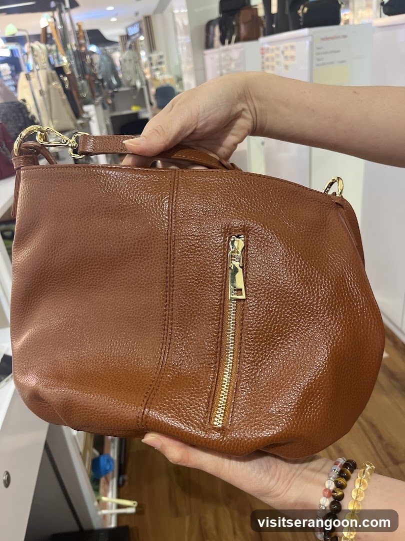 Brown Leather Handbag in Store