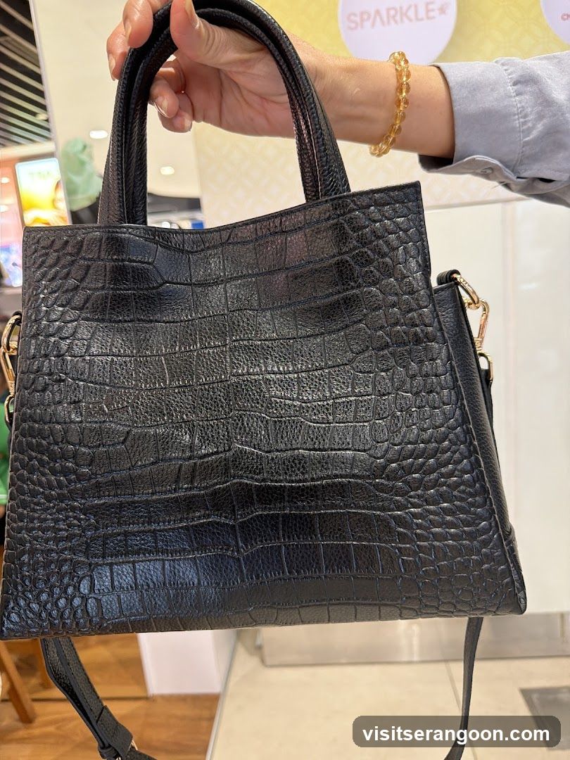 Black Crocodile-Print Handbag Display